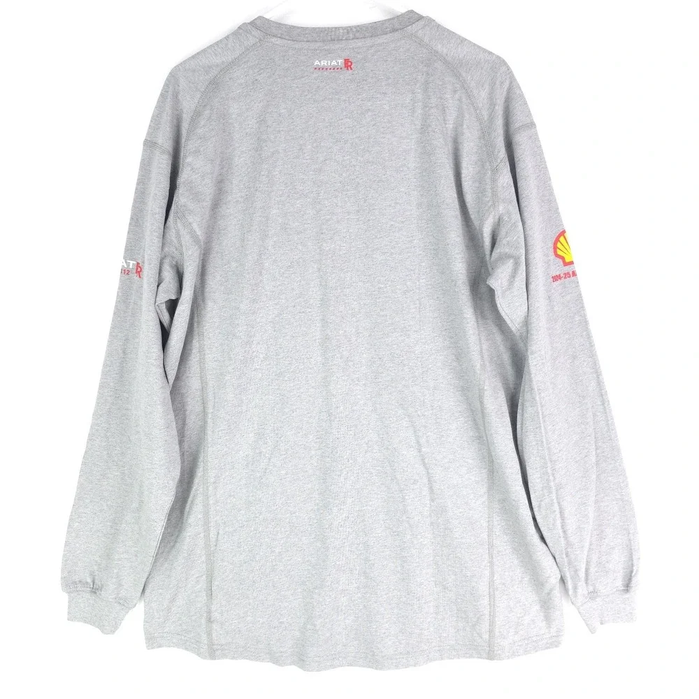 Ariat Men Gray Henley Large FR Work Crew Long Sleeve T-Shirt CAT2 2212 Perdido - Picture 7 of 16